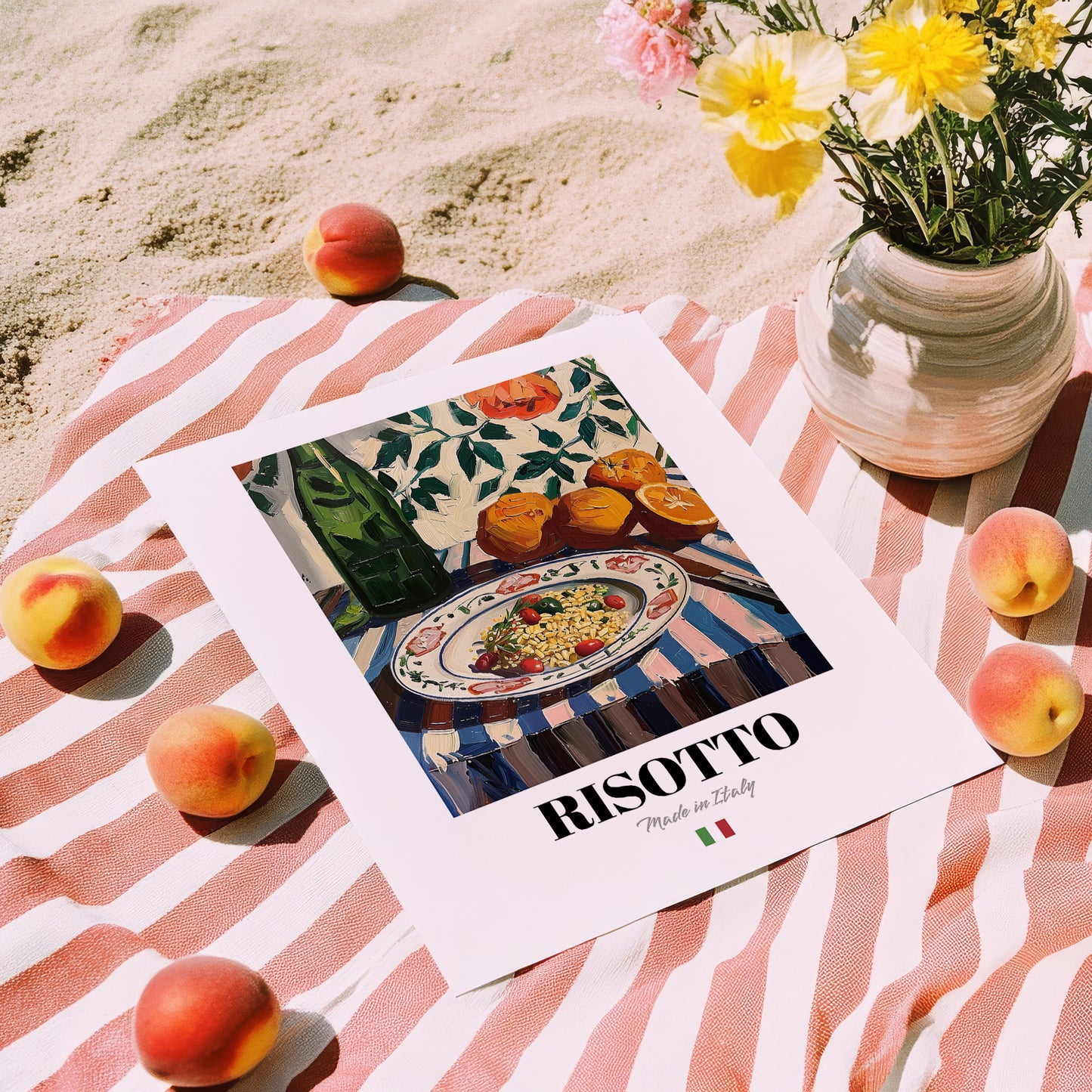 Risotto – Italian Stew Dish, Bistro Wall Art, unframed on coastal sand