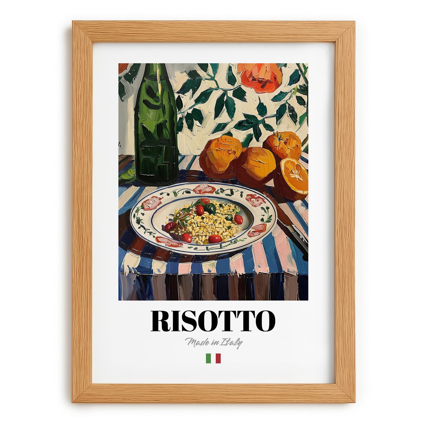 Risotto – Italian Stew Dish, Bistro Wall Art, set in oak frame