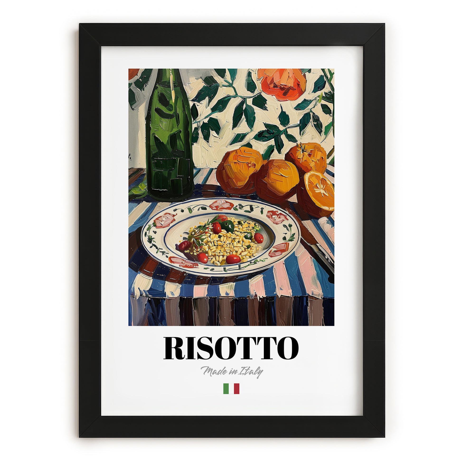 Risotto – Italian Stew Dish, Bistro Wall Art, in sleek black frame