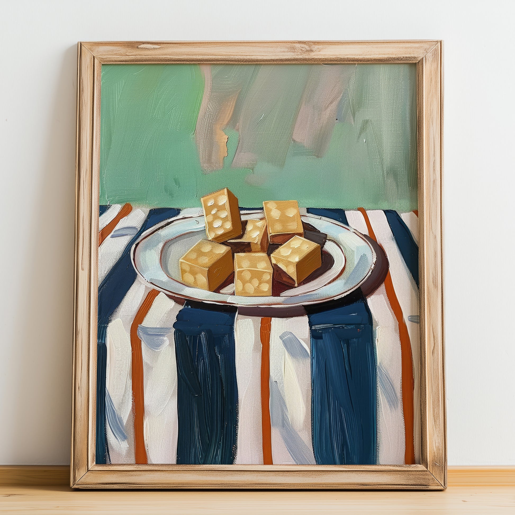 Nougat – Italian Dessert Dish, Bistro Still Life, no-text version framed in wood