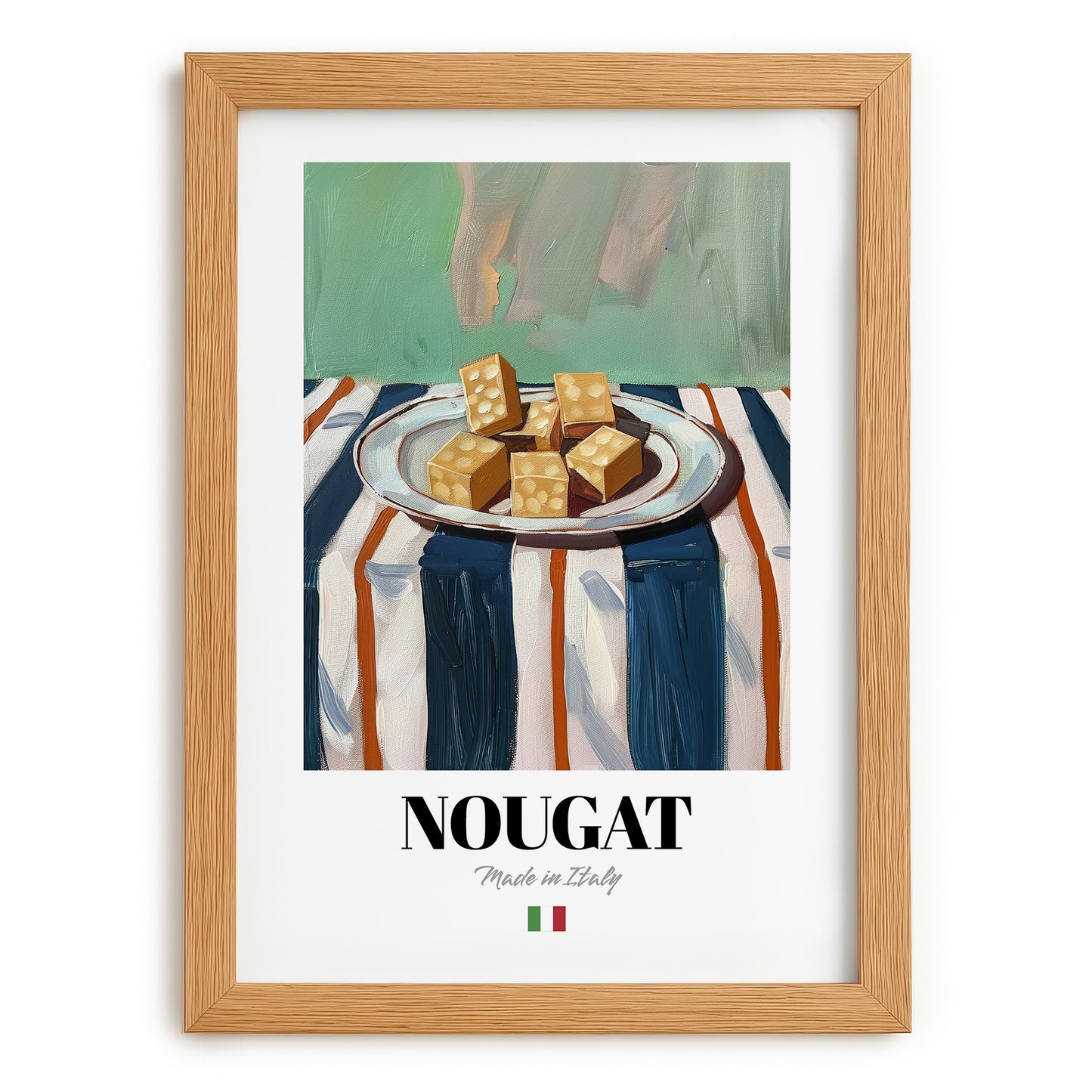 Nougat – Italian Dessert Dish, Bistro Still Life, set in oak frame