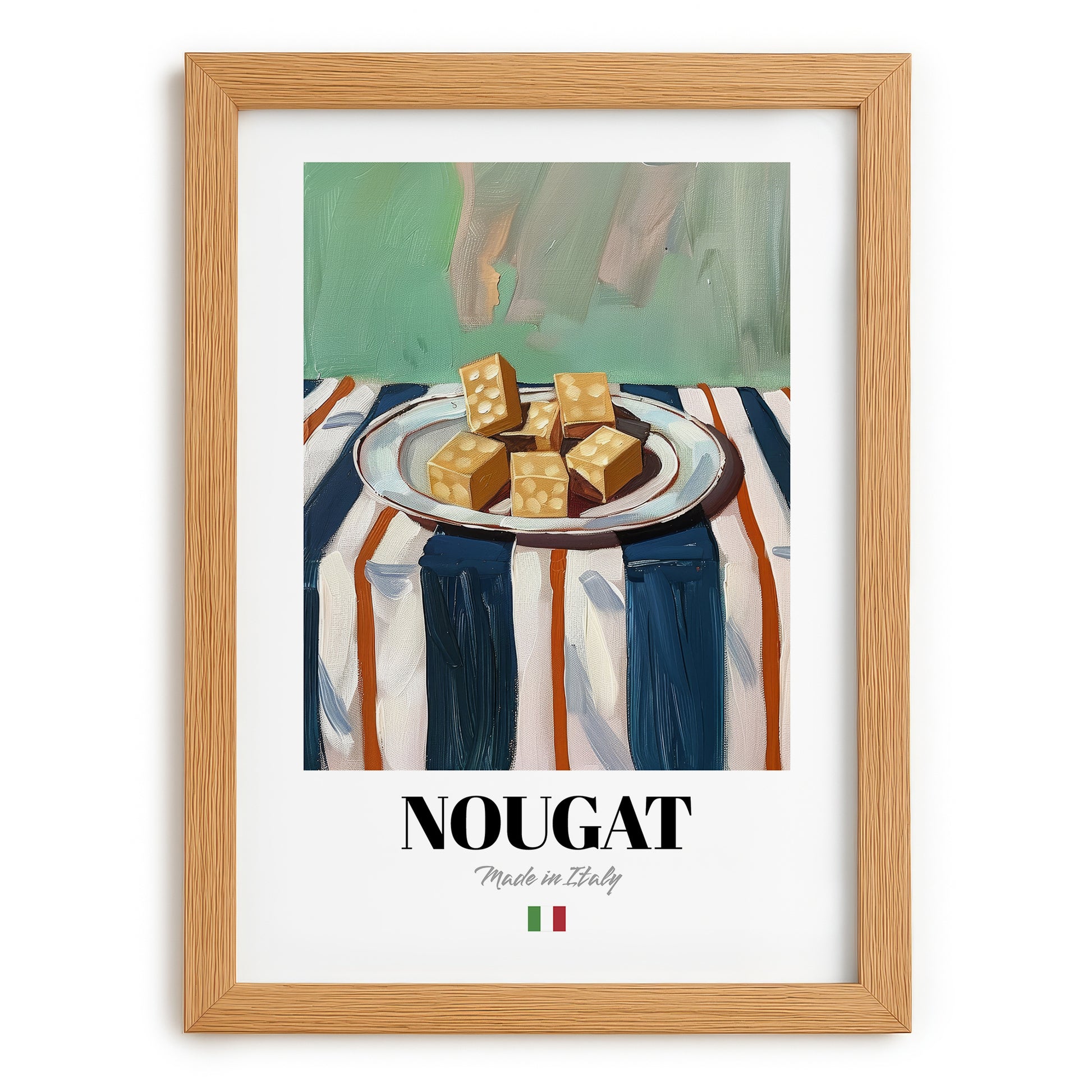 Nougat – Italian Dessert Dish, Bistro Still Life, set in oak frame