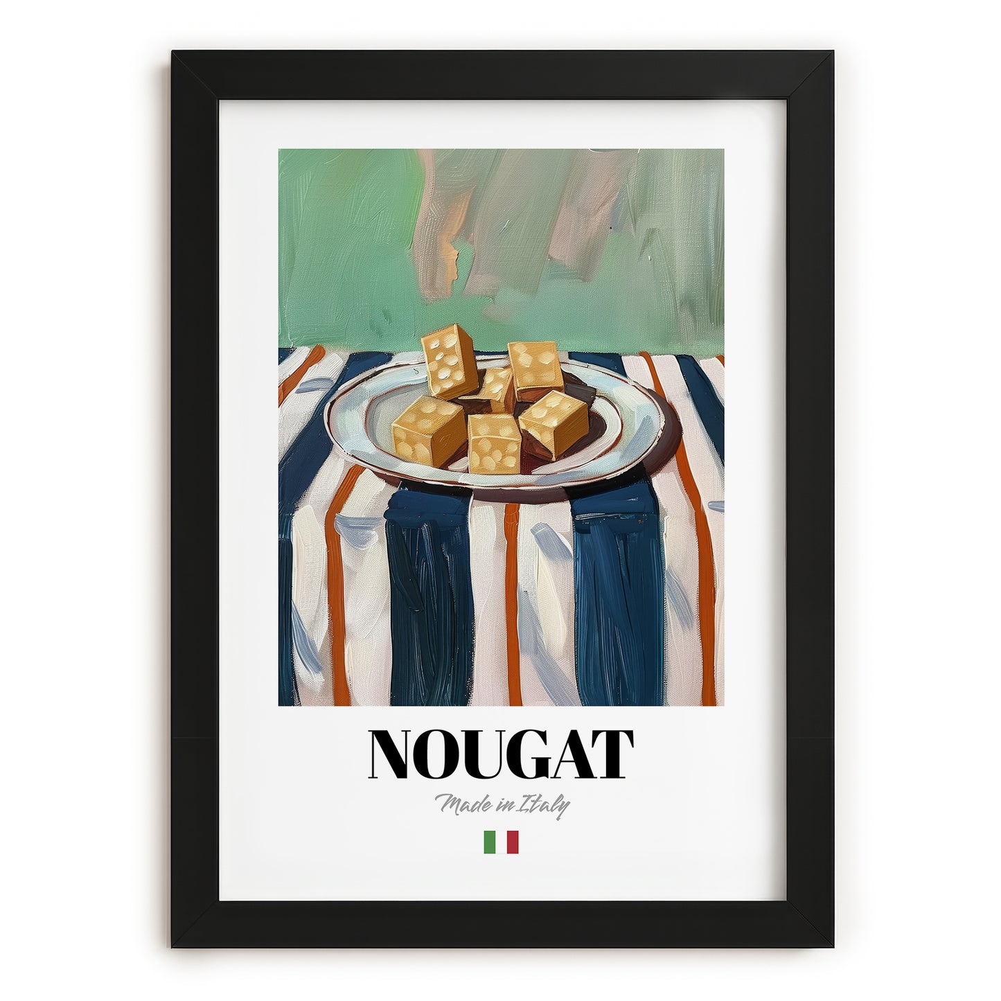 Nougat – Italian Dessert Dish, Bistro Still Life, in sleek black frame
