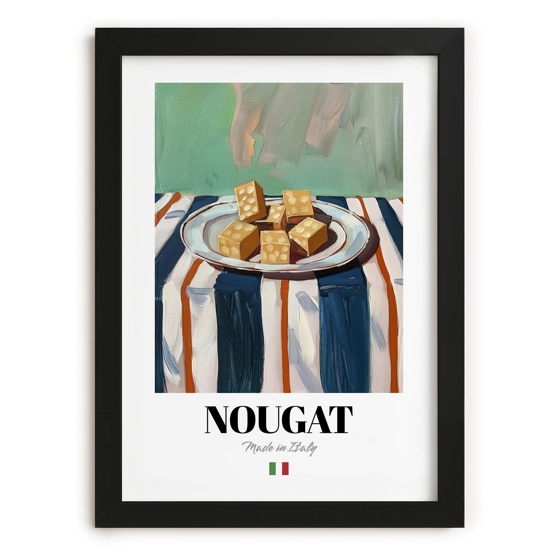 Nougat – Italian Dessert Dish, Bistro Still Life, in sleek black frame