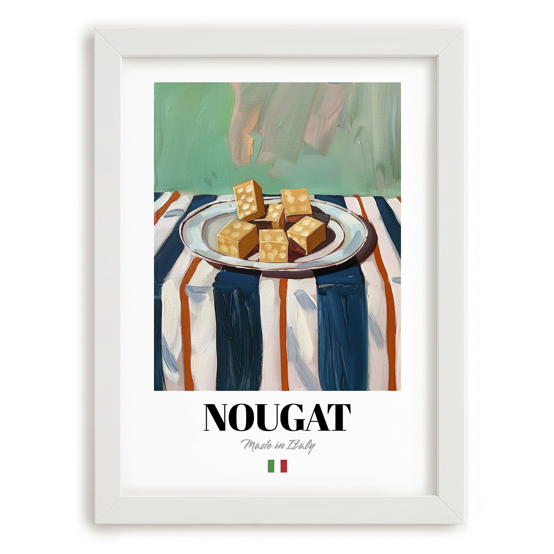 Nougat – Italian Dessert Dish, Bistro Still Life, placed in minimal white frame