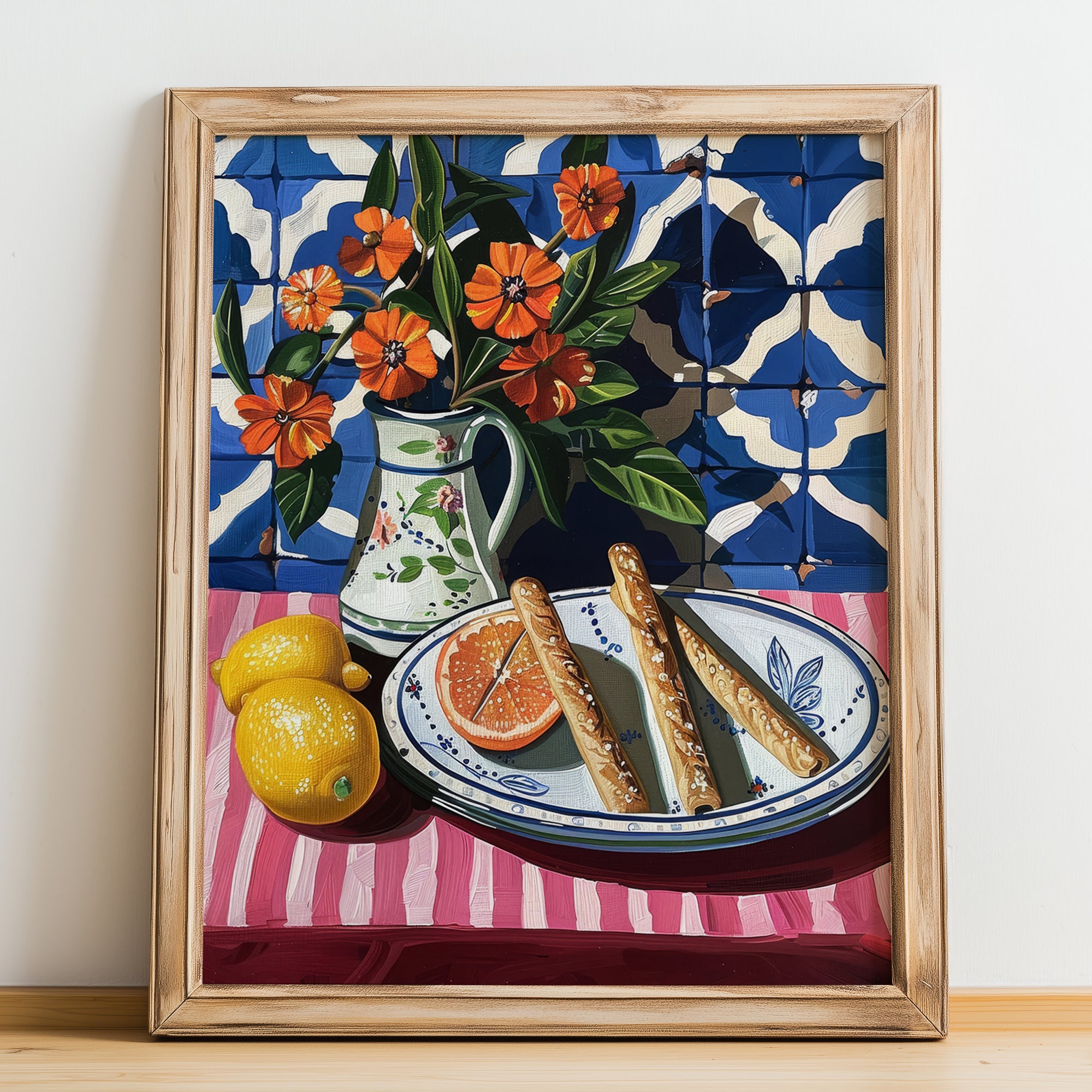 Grissini – Italian Bread Dish, Brasserie Poster, no-text version framed in wood