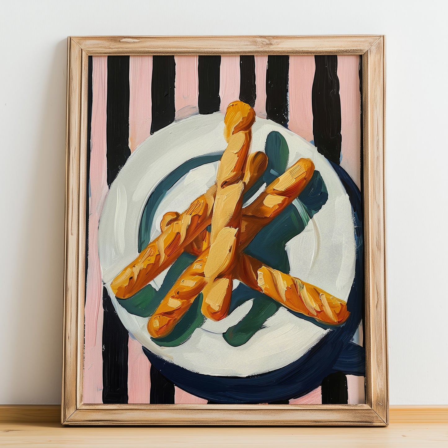 Grissini – Italian Bread Dish, Brasserie Poster, no-text version framed in wood