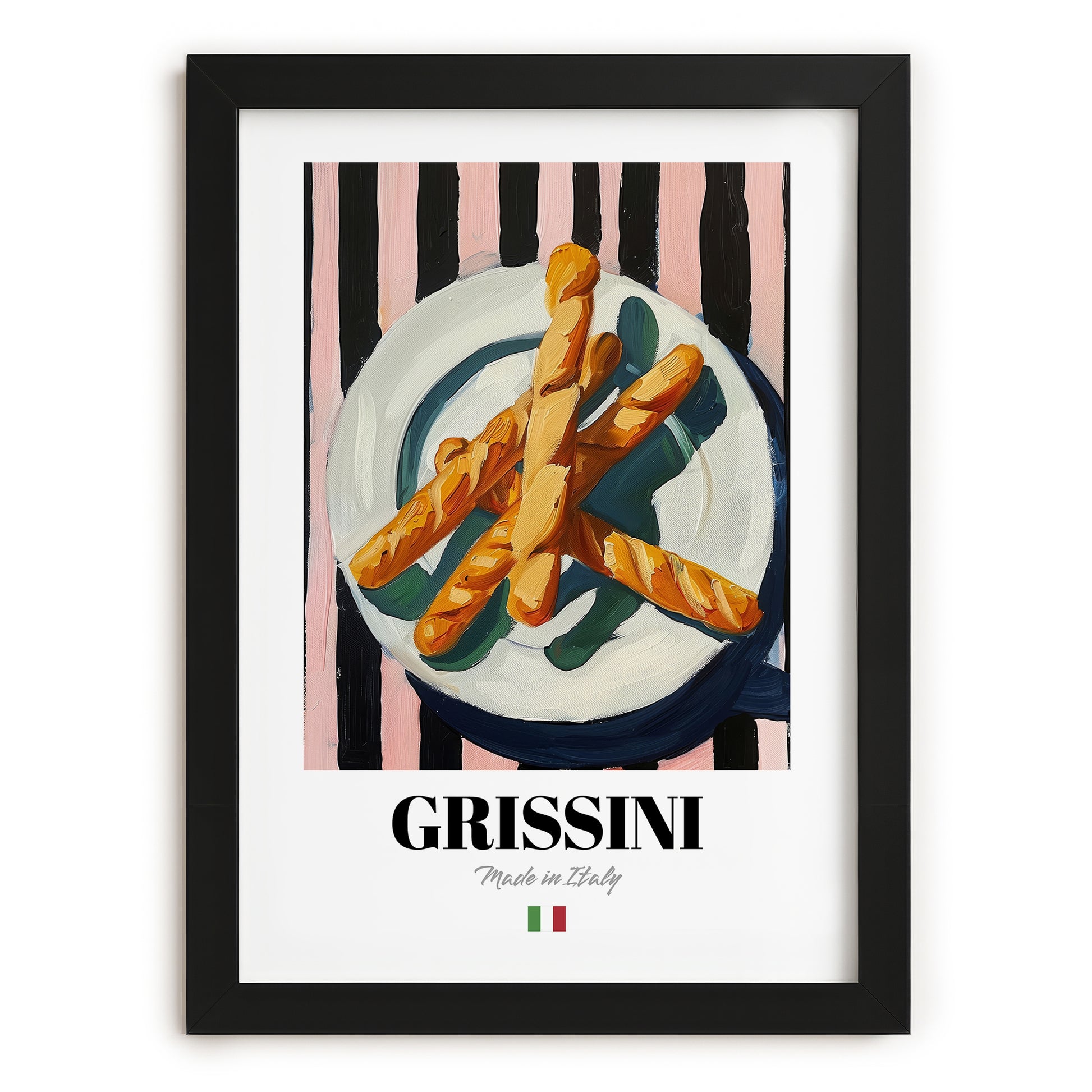 Grissini – Italian Bread Dish, Brasserie Poster, in sleek black frame