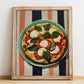 Pizza Caprese – Italian Pizza, Pizzeria Poster, no-text version framed in wood