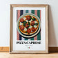 Pizza Caprese – Italian Pizza, Pizzeria Wall Art, in wooden frame leaning on the floor