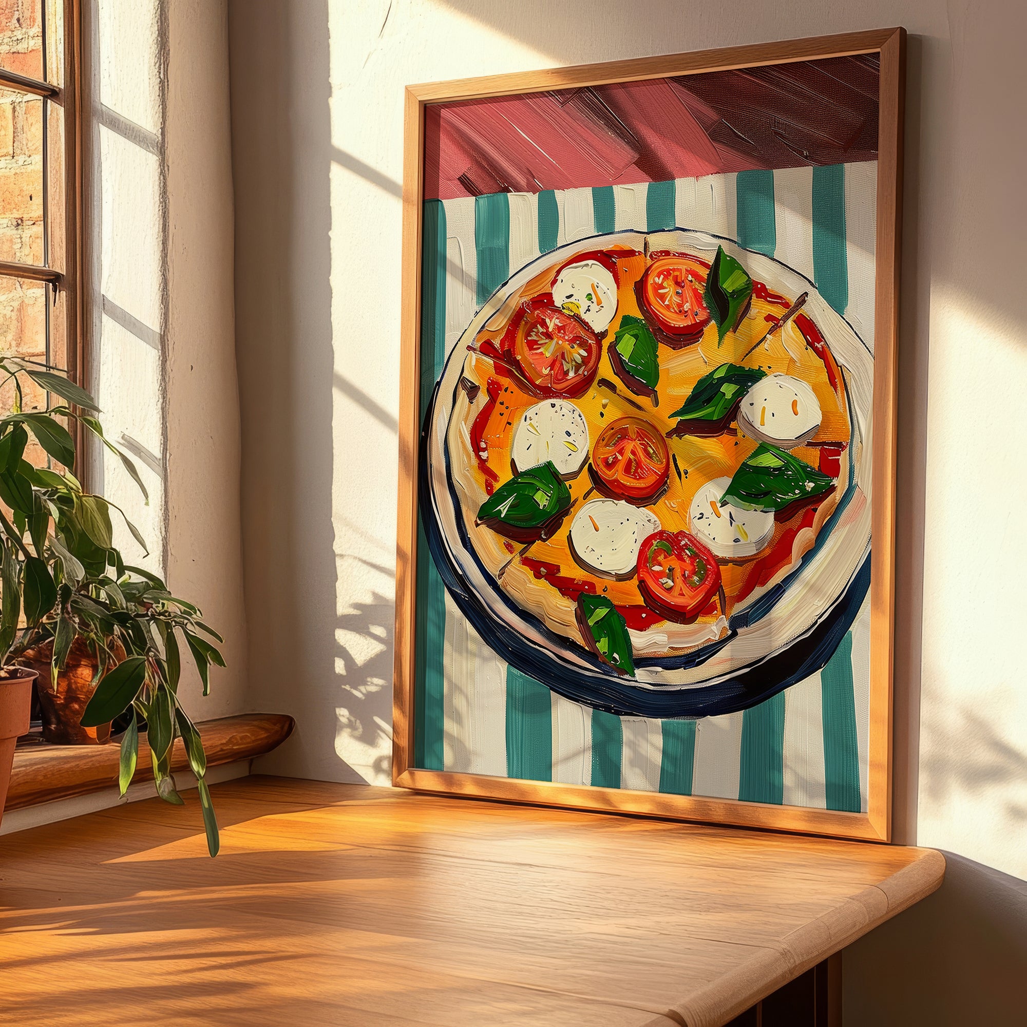 Pizza Caprese – Italian Pizza, Trattoria Illustration, clean layout with no caption