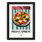 Pizza Caprese – Italian Pizza, Trattoria Illustration, in sleek black frame