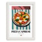 Pizza Caprese – Italian Pizza, Trattoria Illustration, placed in minimal white frame