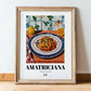 Amatriciana – Italian Pasta, Trattoria Still Life, in wooden frame leaning on the floor