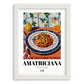 Amatriciana – Italian Pasta, Trattoria Still Life, placed in minimal white frame