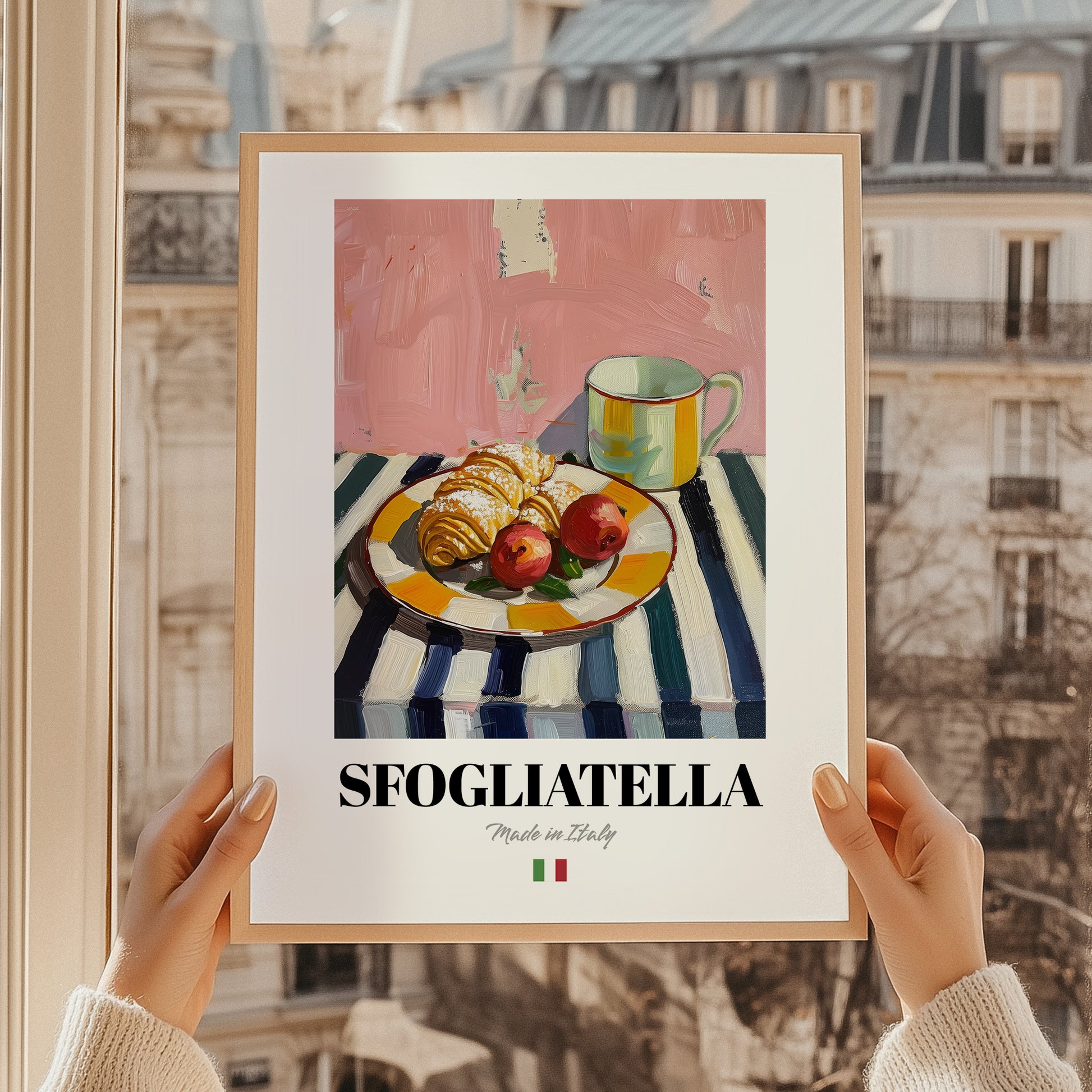 Sfogliatella – Italian Pastry Dish, Fine Dining Restaurant Painting, styled in a charming Paris street view