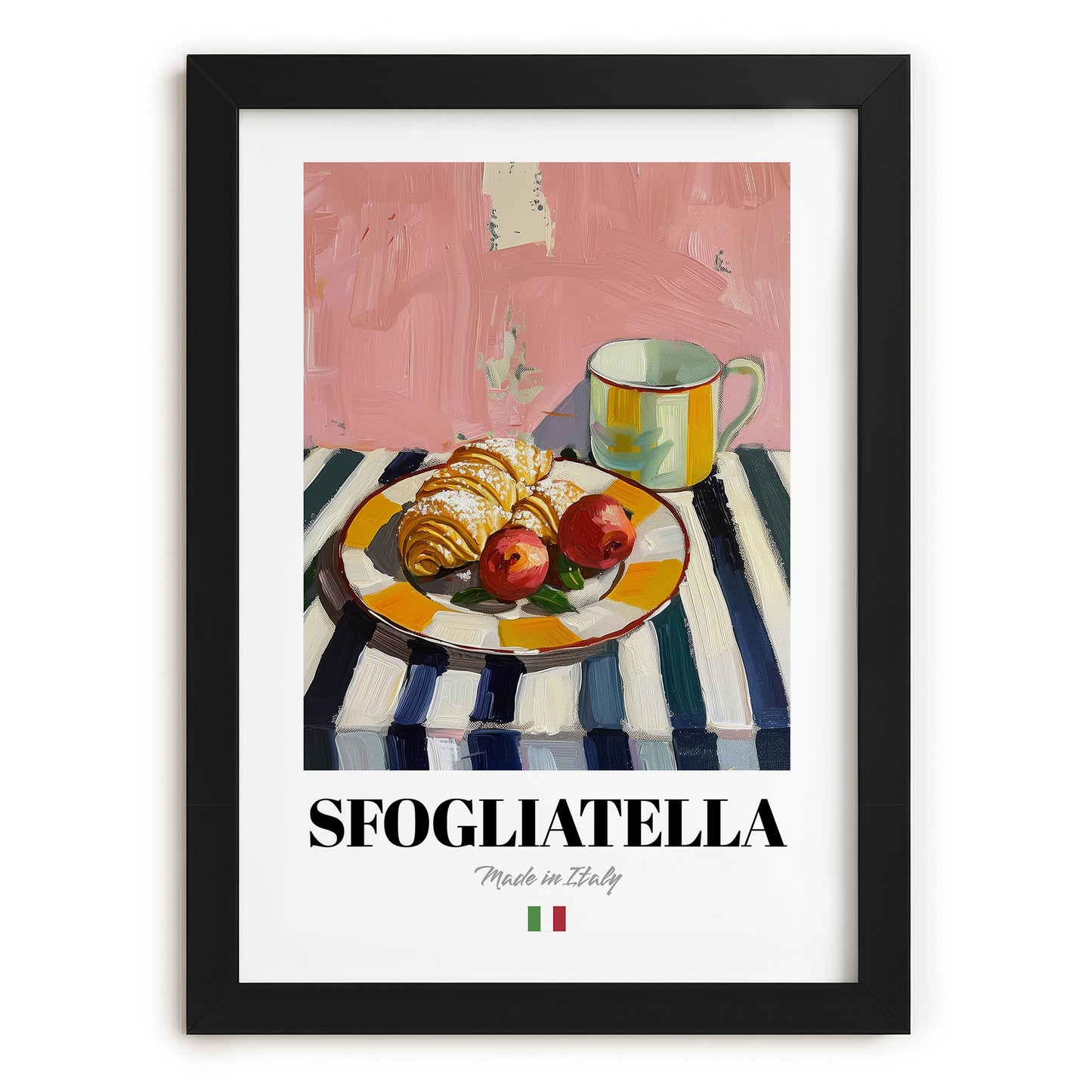 Sfogliatella – Italian Pastry Dish, Fine Dining Restaurant Painting, in sleek black frame