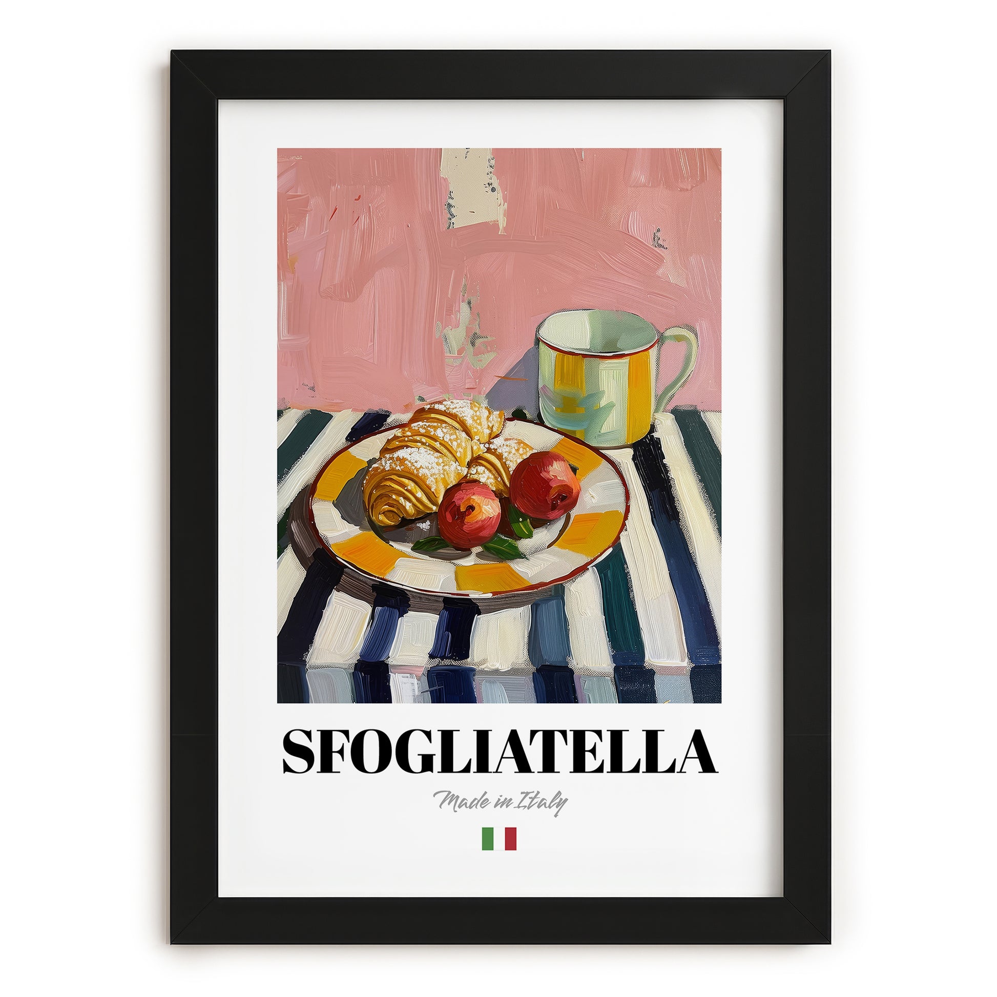 Sfogliatella – Italian Pastry Dish, Fine Dining Restaurant Painting, in sleek black frame
