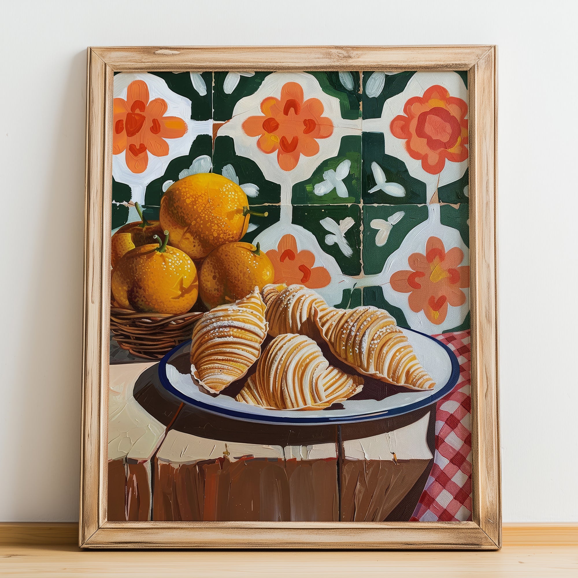 Sfogliatella – Italian Pastry Dish, Tavern Print, no-text version framed in wood
