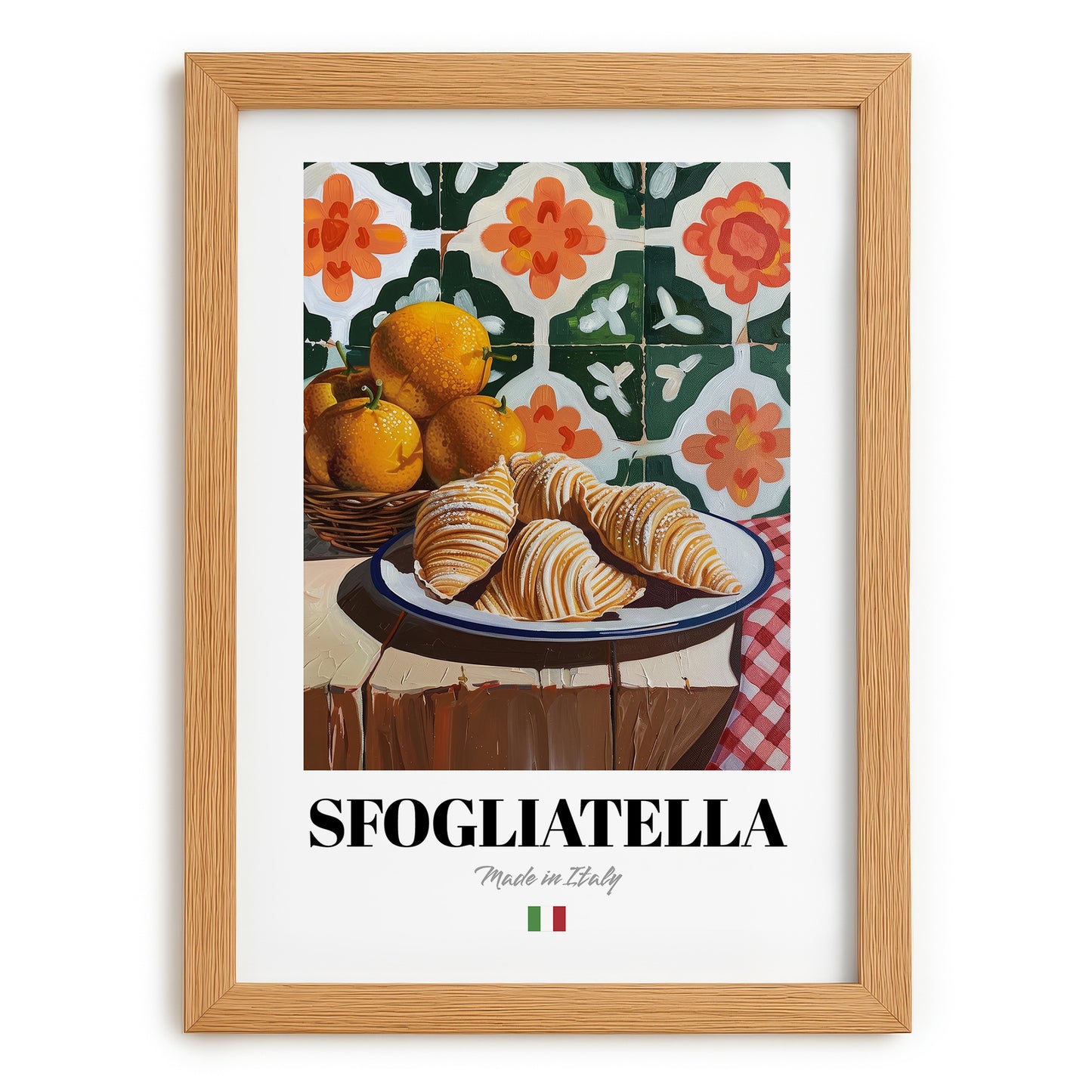 Sfogliatella – Italian Pastry Dish, Tavern Print, set in oak frame