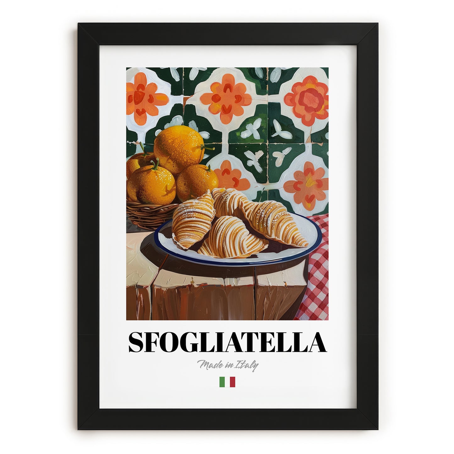 Sfogliatella – Italian Pastry Dish, Tavern Print, in sleek black frame