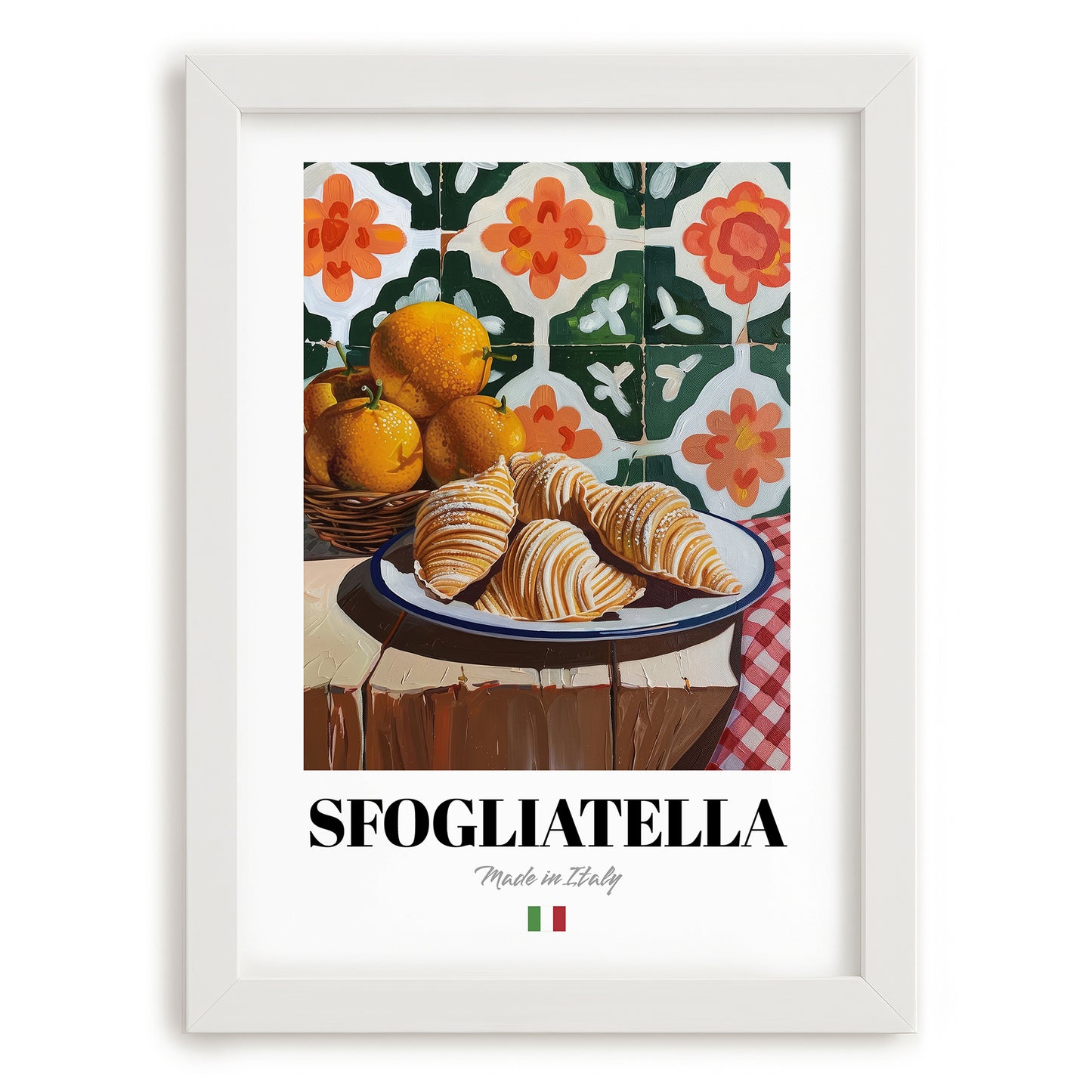 Sfogliatella – Italian Pastry Dish, Tavern Print, placed in minimal white frame