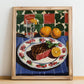 Bistecca alla Fiorentina – Italian Meat Dish, Café Poster, no-text version framed in wood