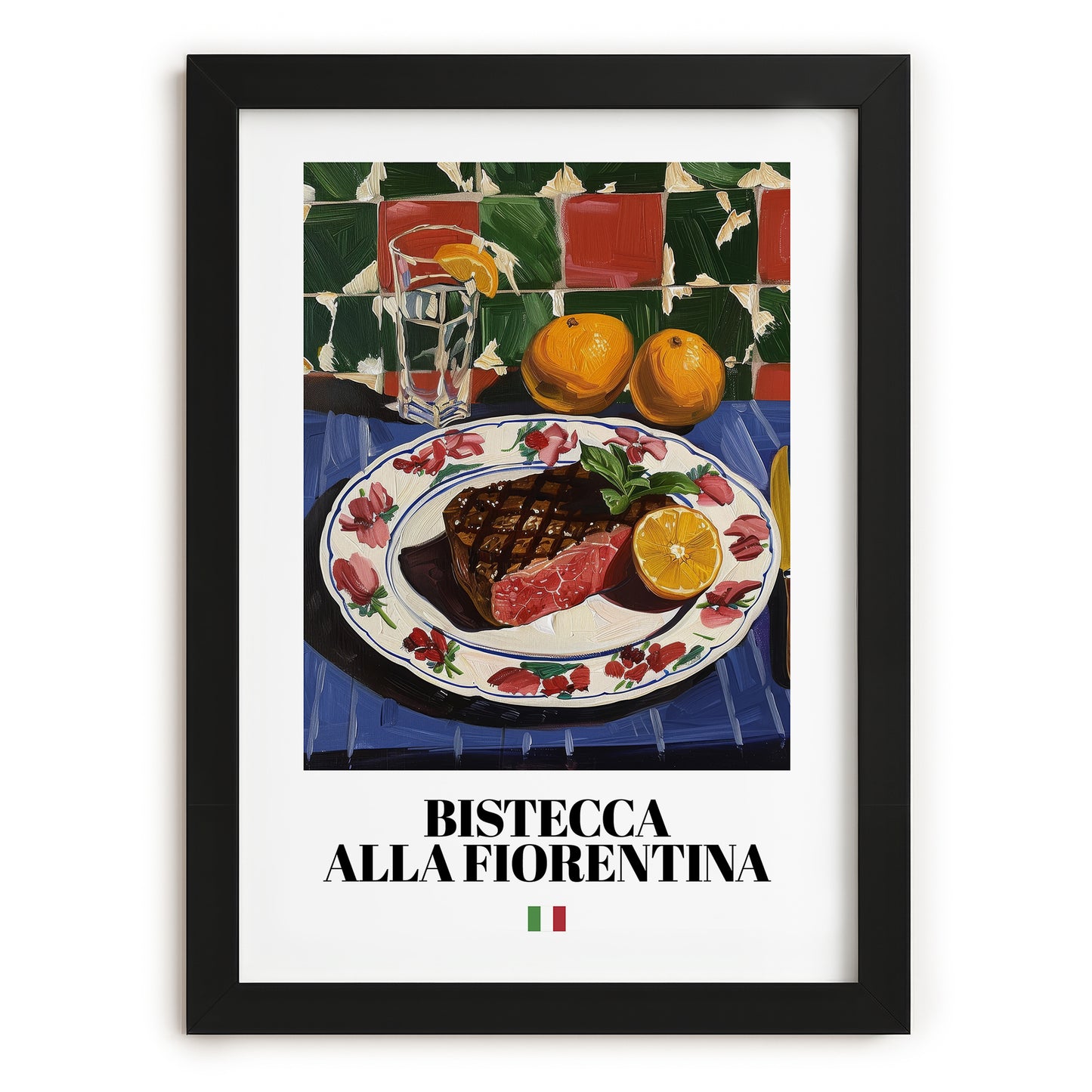 Bistecca alla Fiorentina – Italian Meat Dish, Café Poster, in sleek black frame