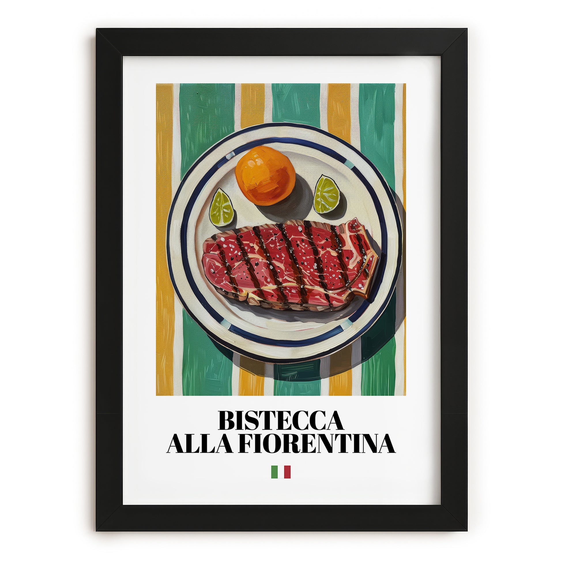 Bistecca alla Fiorentina – Italian Meat Dish, Tavern Poster, in sleek black frame