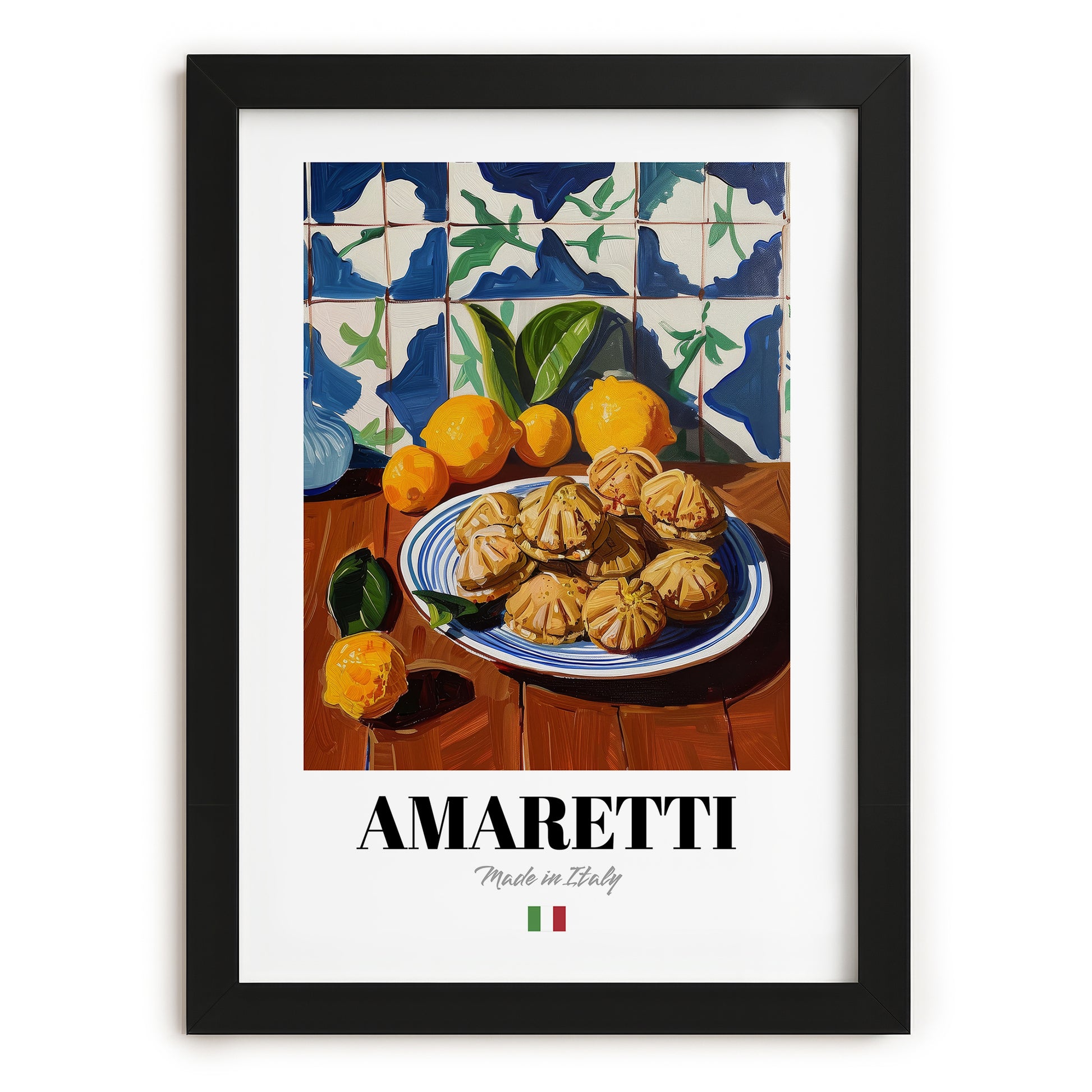Amaretti – Italian Biscuits Dish, Café Poster, in sleek black frame