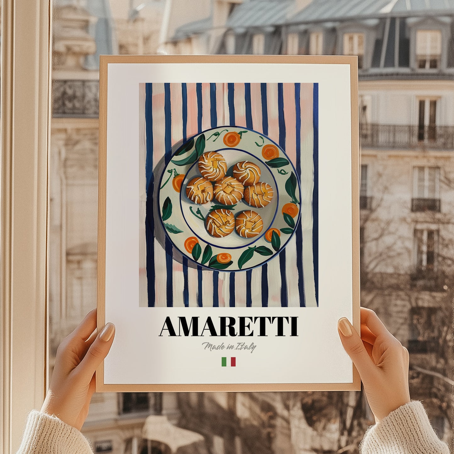 Amaretti – Italian Biscuits Dish, Tavern Print, styled in a charming Paris street view