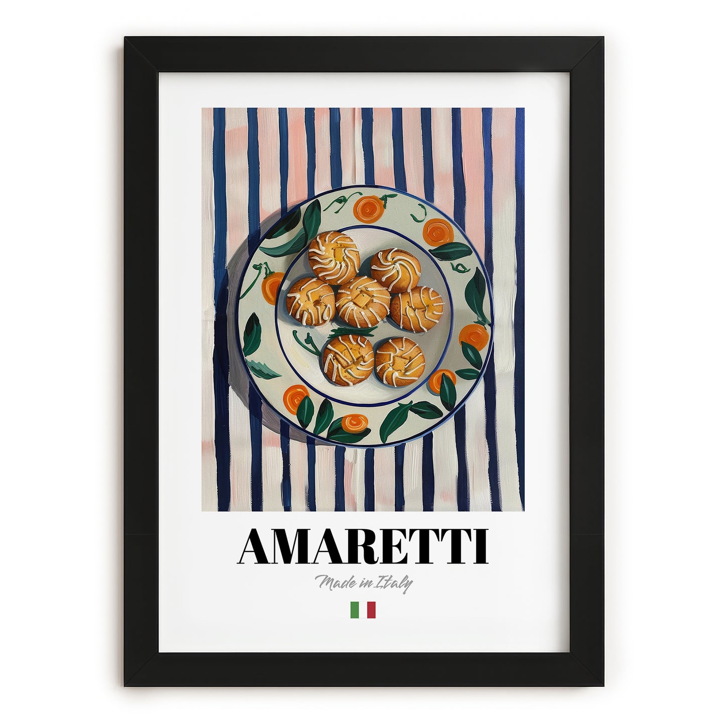 Amaretti – Italian Biscuits Dish, Tavern Print, in sleek black frame