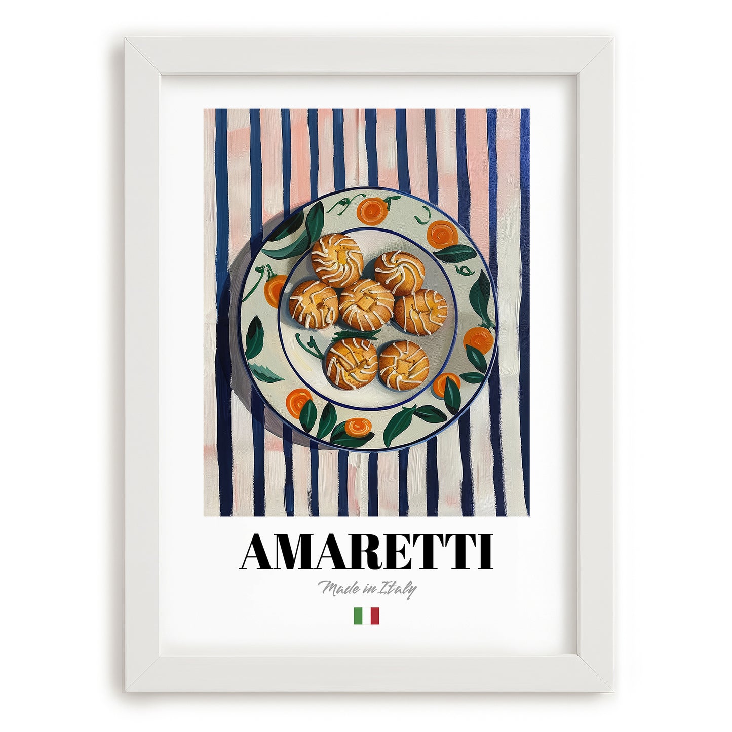 Amaretti – Italian Biscuits Dish, Tavern Print, placed in minimal white frame