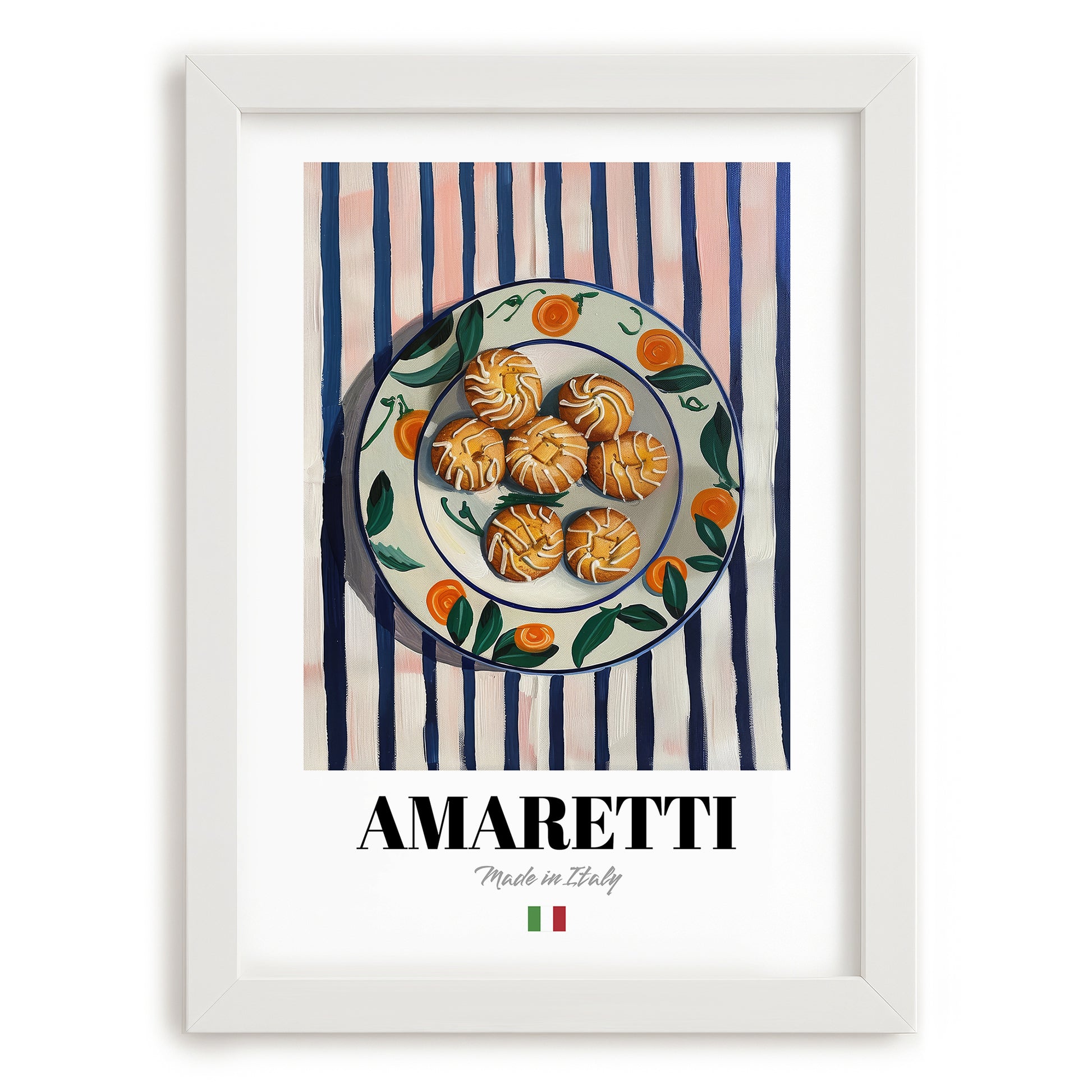 Amaretti – Italian Biscuits Dish, Tavern Print, placed in minimal white frame