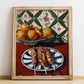 Arrosticini – Italian Meat Dish, Tavern Illustration, no-text version framed in wood