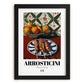 Arrosticini – Italian Meat Dish, Tavern Illustration, in sleek black frame