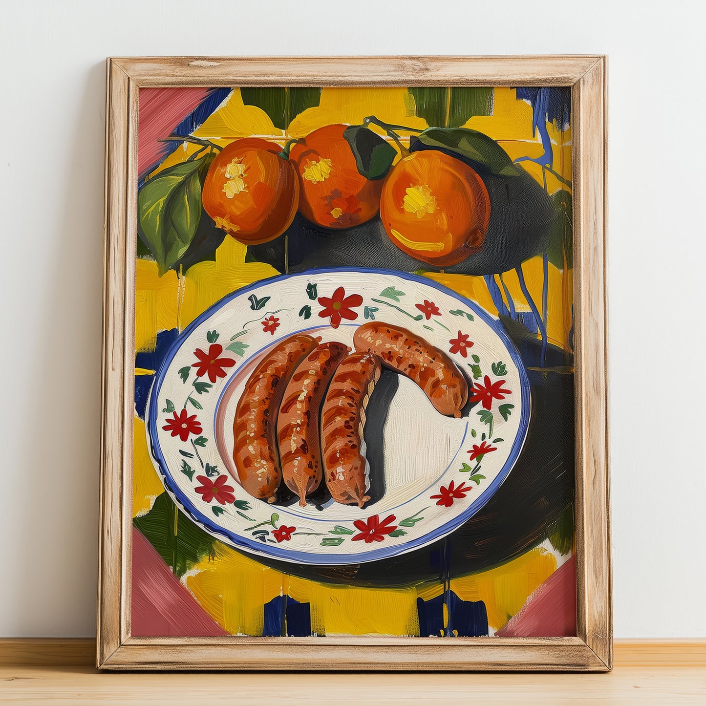 Salsiccia – Italian Meat Dish, Food Bar Poster, no-text version framed in wood