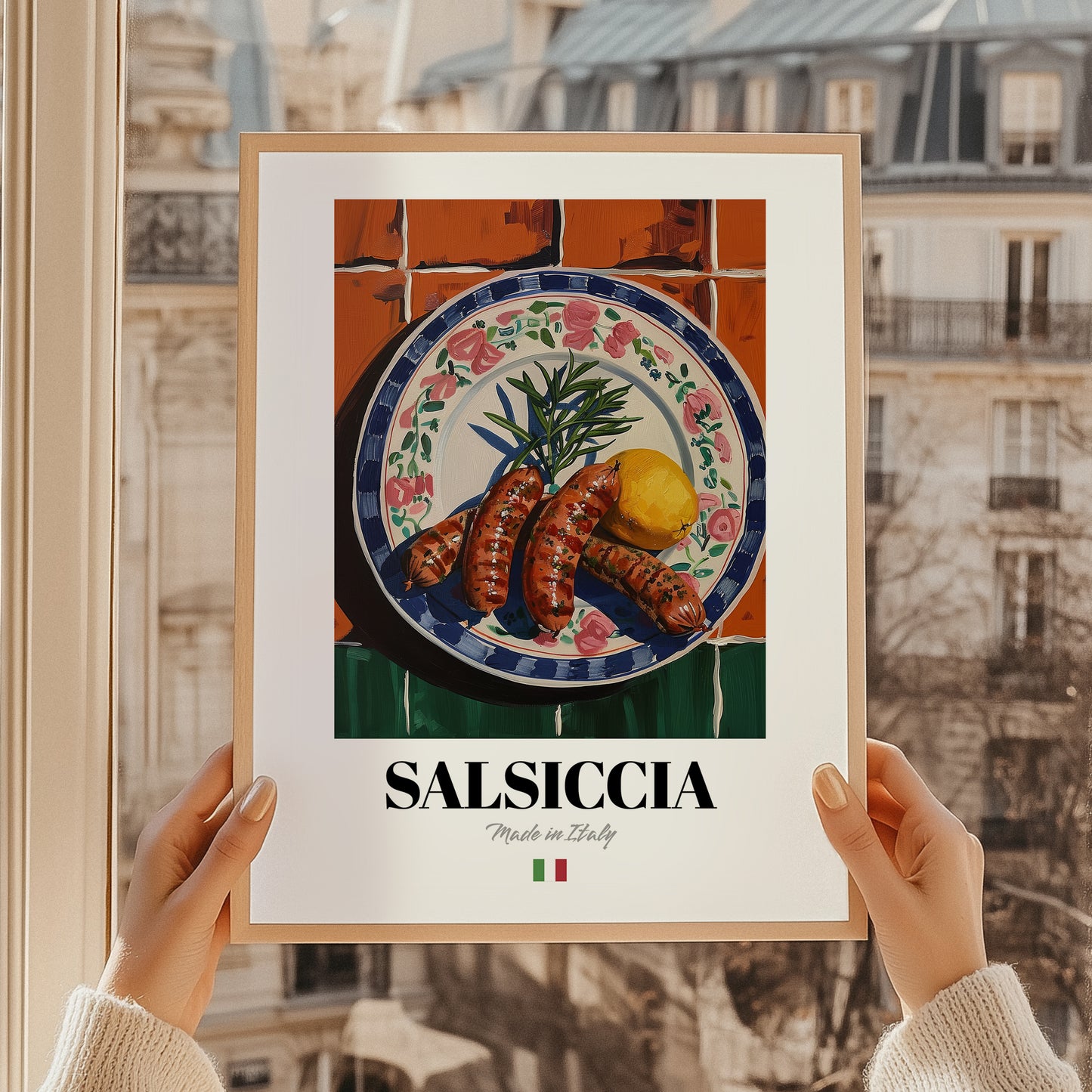 Salsiccia – Italian Meat Dish, Food Bar Still Life, styled in a charming Paris street view