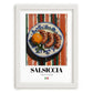 Salsiccia – Italian Meat Dish, Farmhouse Kitchen Wall Decor, placed in minimal white frame