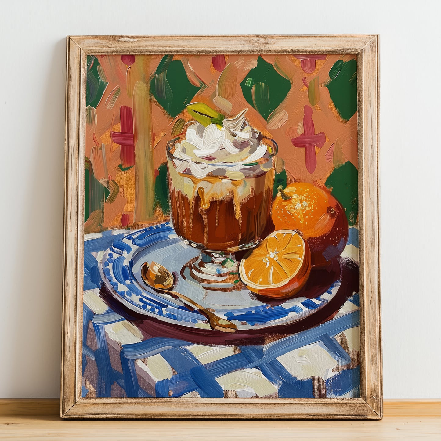 Affogato – Italian Dessert Dish, Tavern Print, no-text version framed in wood