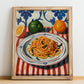 Spaghetti – Italian Pasta, Osteria Wall Decor, no-text version framed in wood