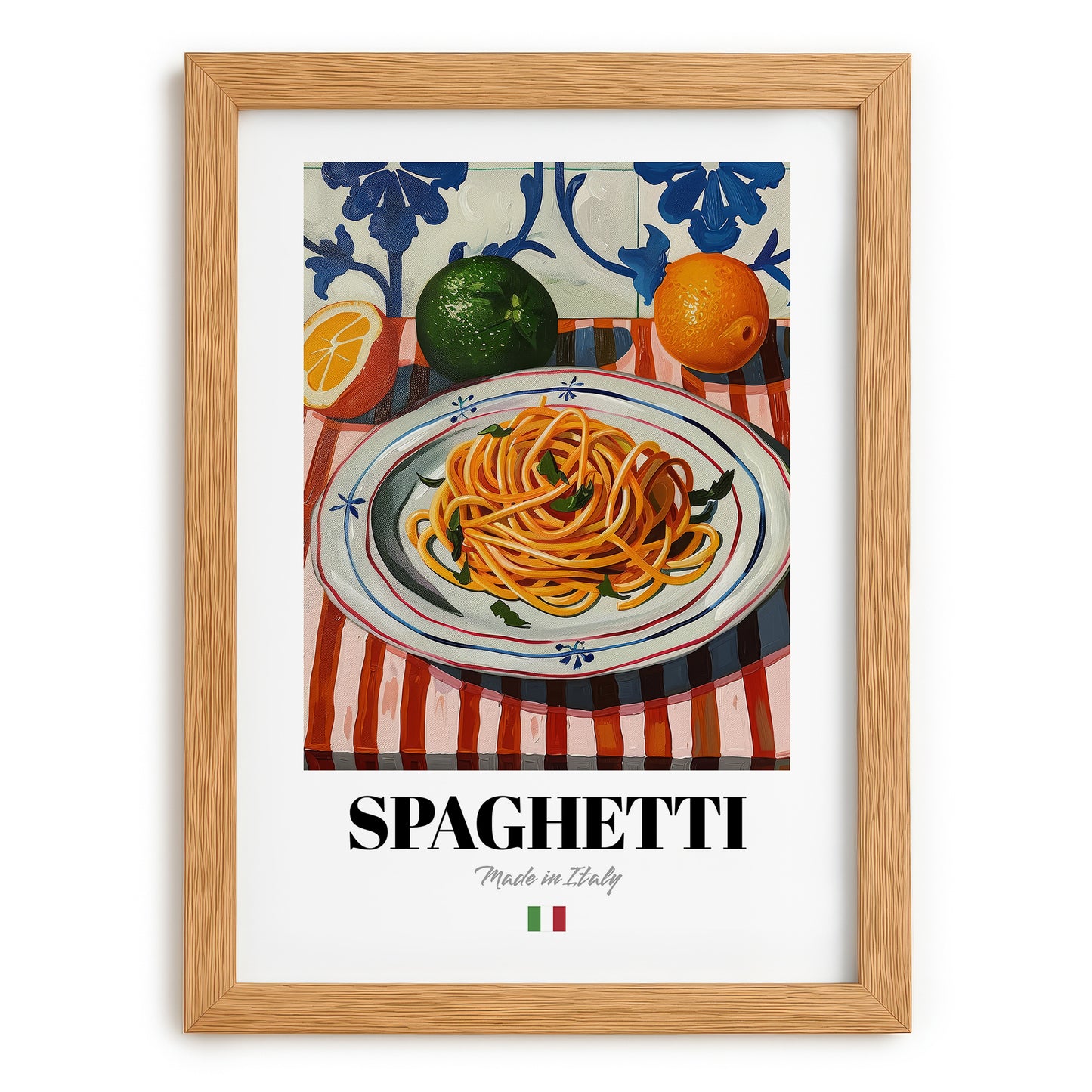 Spaghetti – Italian Pasta, Osteria Wall Decor, set in oak frame