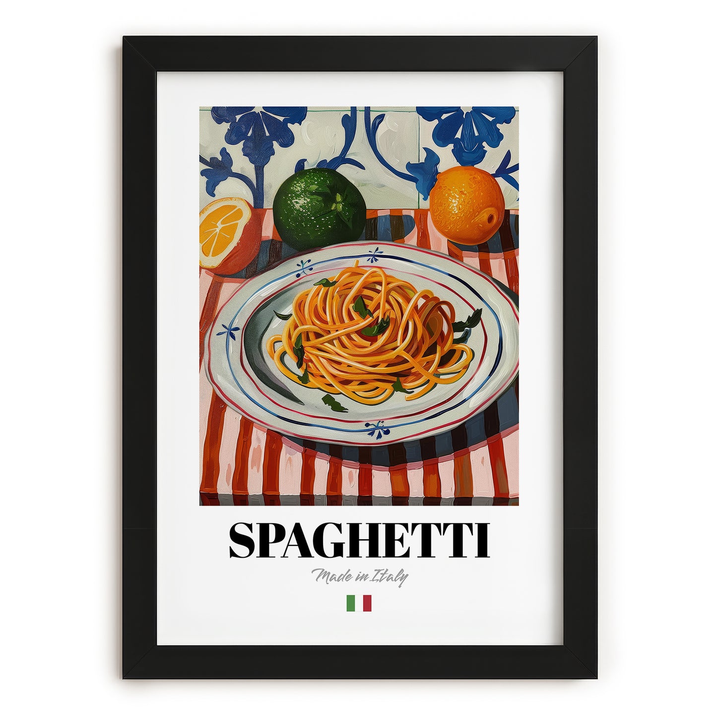 Spaghetti – Italian Pasta, Osteria Wall Decor, in sleek black frame