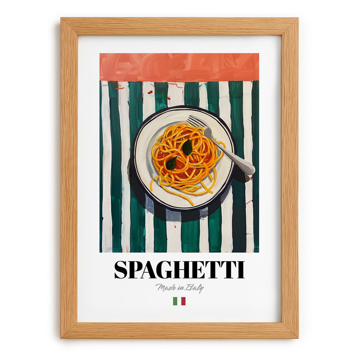 Spaghetti – Italian Pasta, Restaurant Poster, set in oak frame