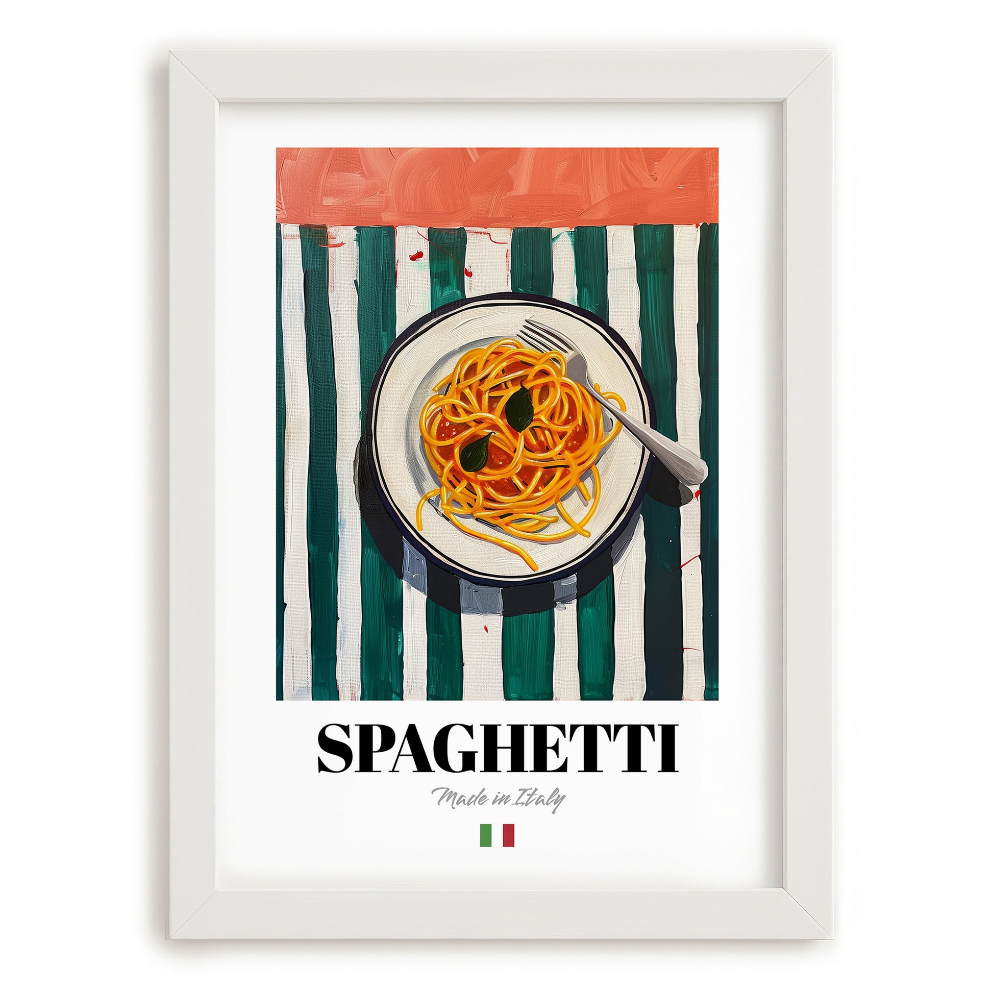 Spaghetti – Italian Pasta, Restaurant Poster, placed in minimal white frame
