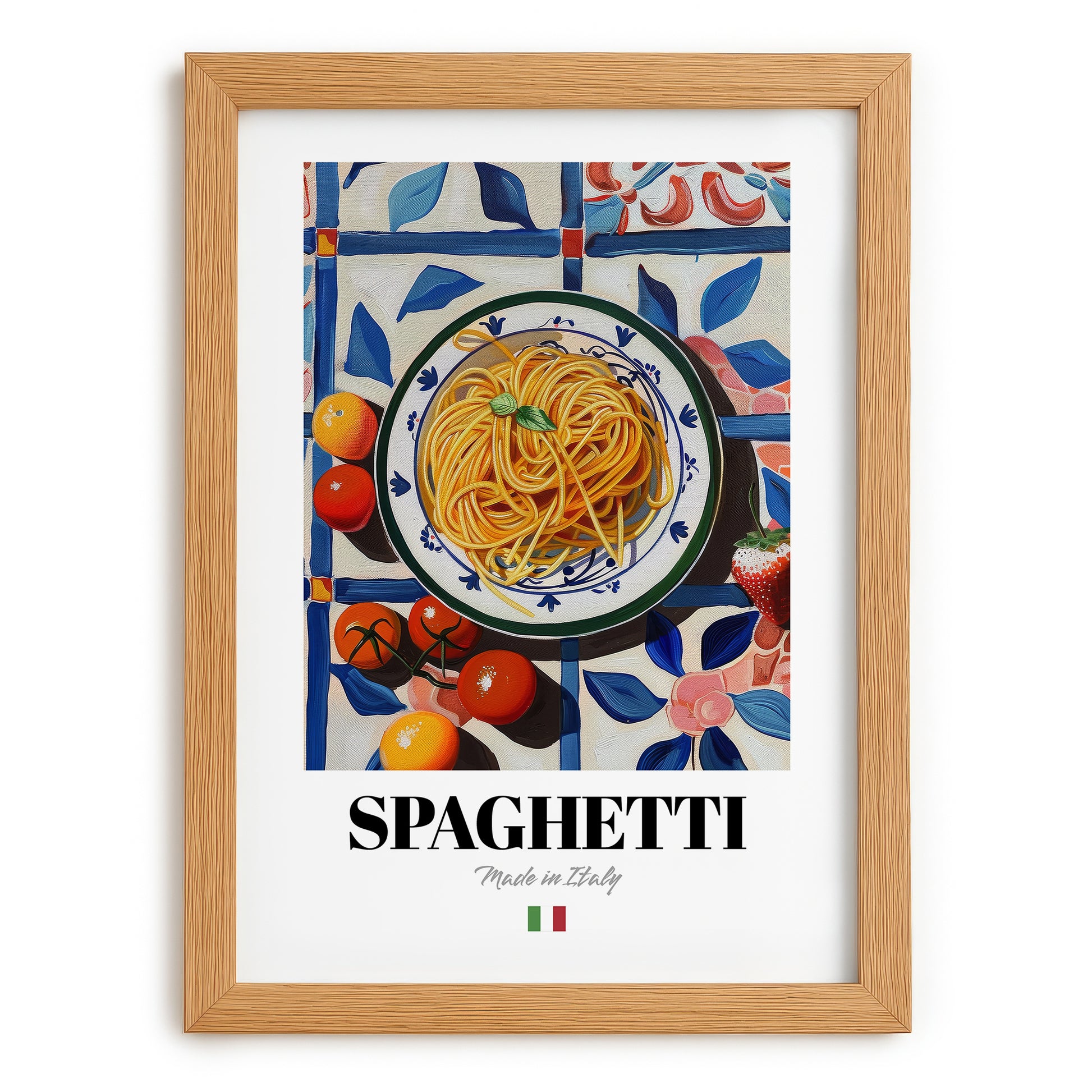 Spaghetti – Italian Pasta, Restaurant Poster, set in oak frame