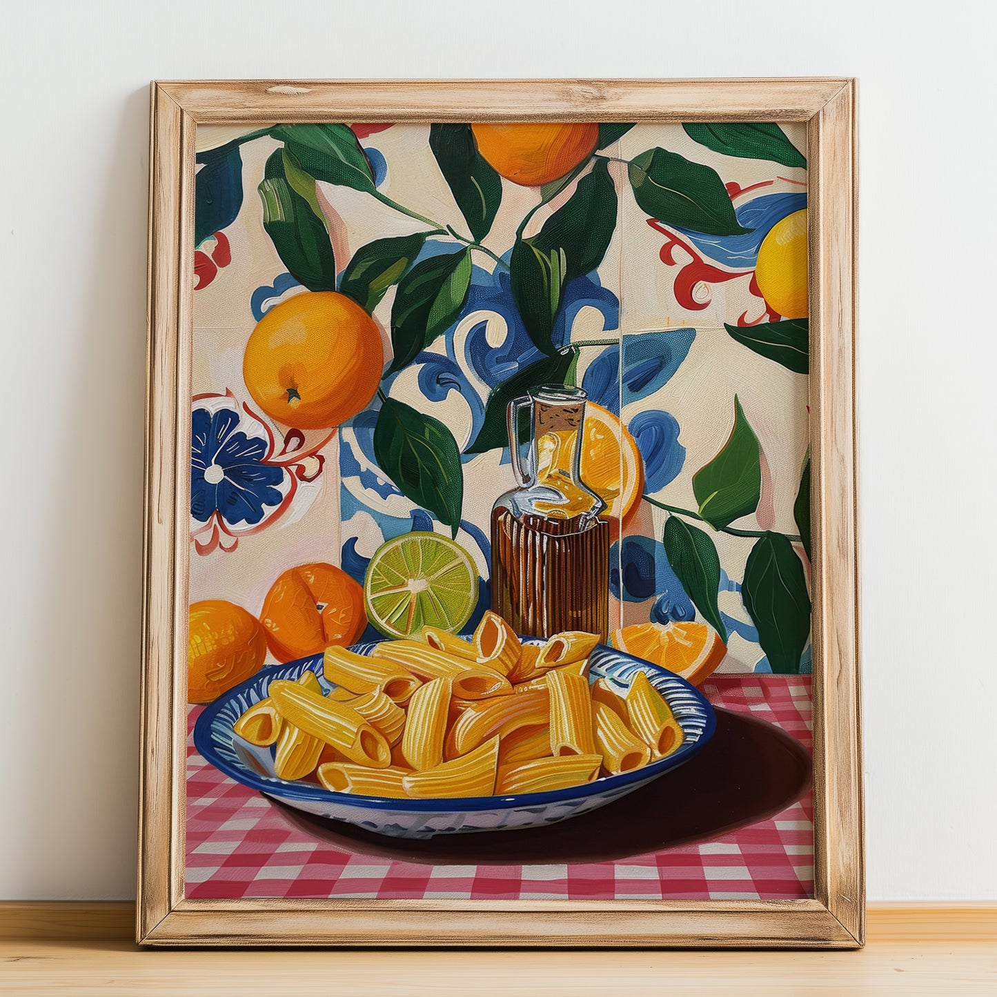 Penne – Italian Pasta, Ristorante Art, no-text version framed in wood