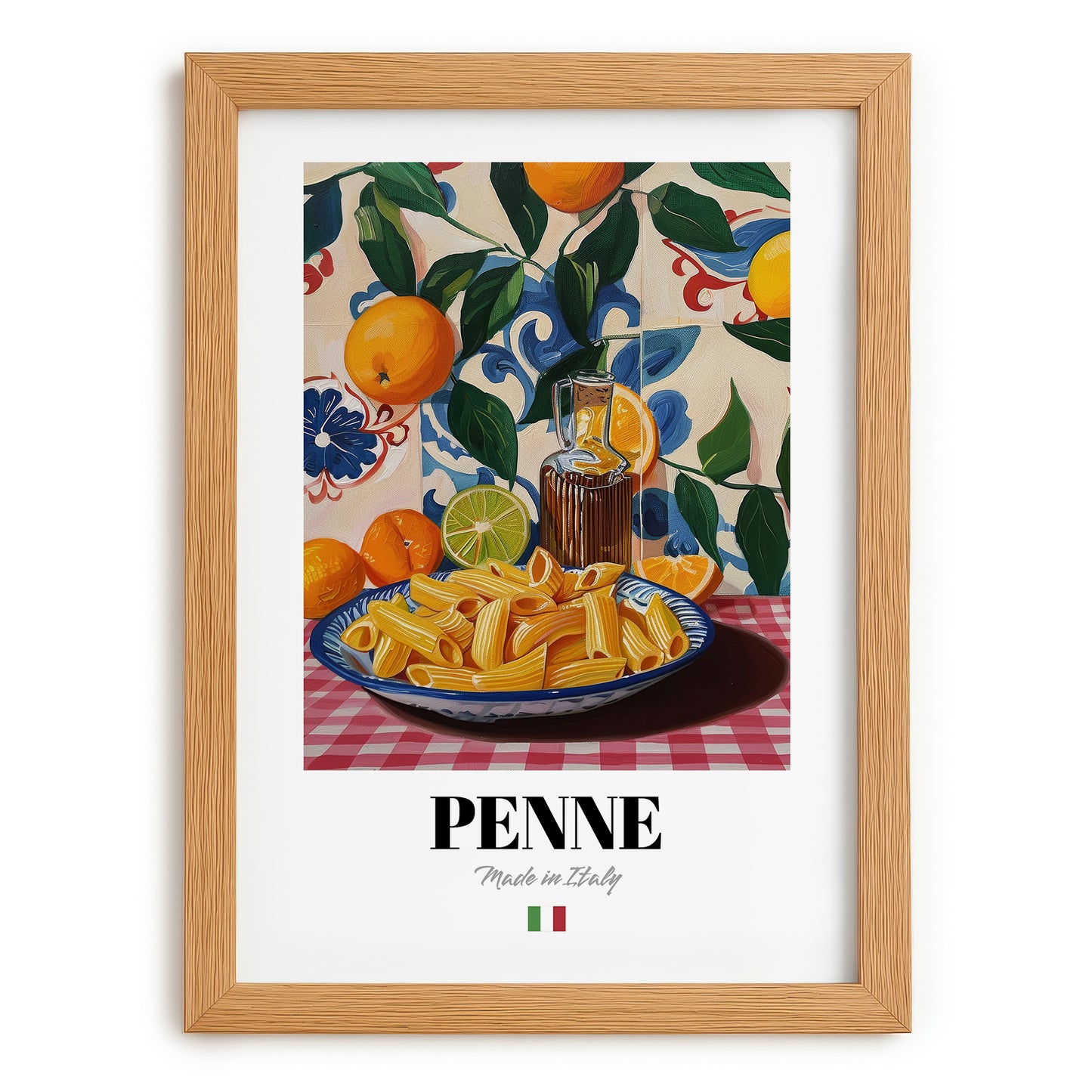 Penne – Italian Pasta, Ristorante Art, set in oak frame