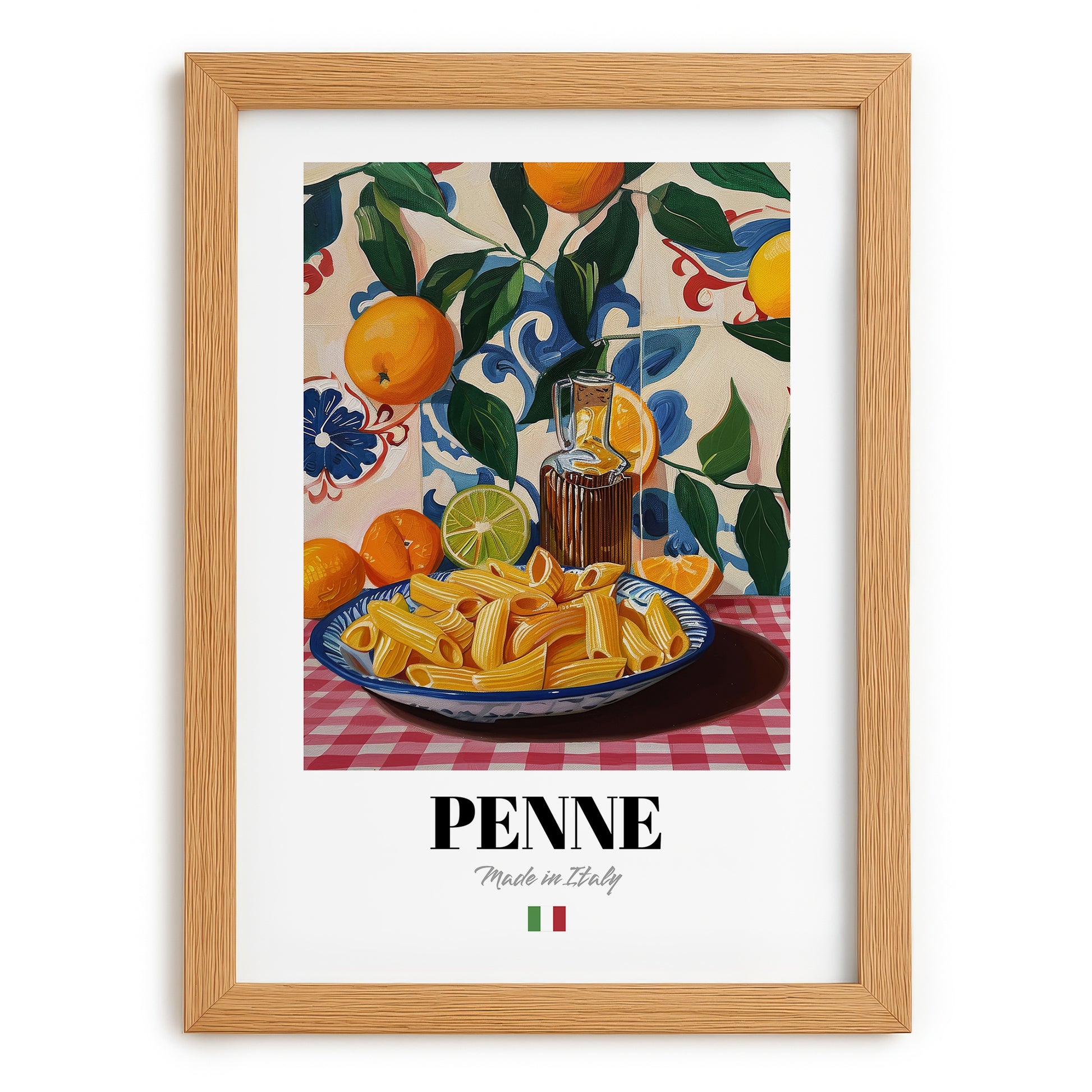 Penne – Italian Pasta, Ristorante Art, set in oak frame