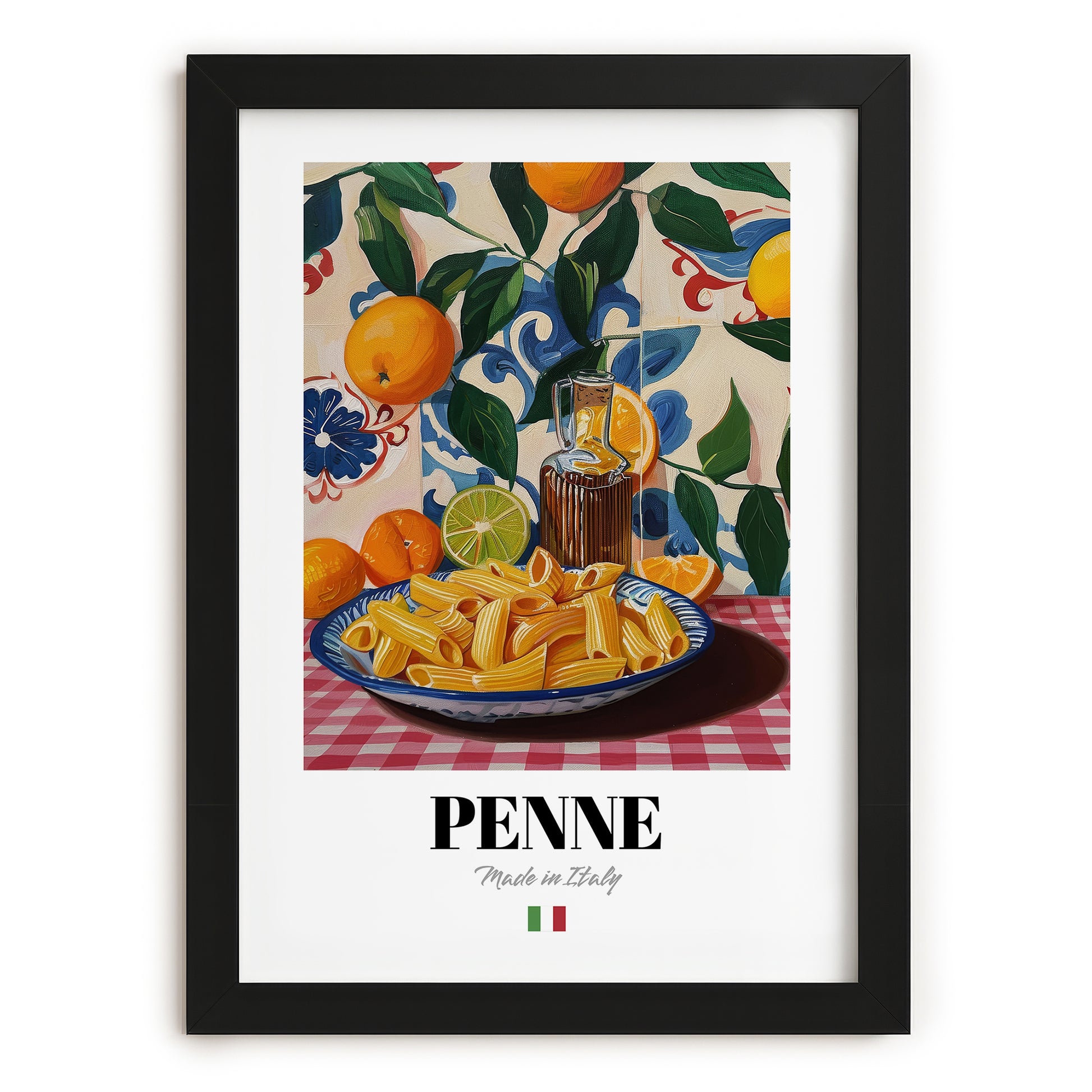 Penne – Italian Pasta, Ristorante Art, in sleek black frame